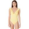 Amazon Essentials Costume da Bagno Intero con Scollo a V e Volant Donna