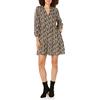 The Drop @caralynmirand Mini Vestito Svasato con Volant sul Collo da Donna, Stampa floreale nera, XL