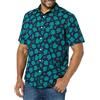 Amazon Essentials Camicia a Maniche Corte in Popeline Elasticizzato (Disponibile in Taglie Extra Forti) Uomo, Blu Marino Stampa Foglie, XXL