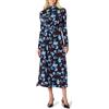 Amazon Essentials Maxi Abito Corto a Maniche Lunghe Taglio Fit and Flare Donna, Bordeaux Blu Floreale, M
