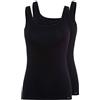 Skiny Advantage Cotton Tank Top 2er Pack, Vestaglia Donna, Nero (Black 7665), 44 (Taglia Produttore: 38)