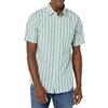 Amazon Essentials Camicia in Popeline a Maniche Corte Slim Uomo, Blu Acqua Bianco Righe Verticali, M
