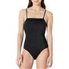 Amazon Essentials Costume da Bagno Intero con Scollo Quadrato Donna, Nero Slavato, 50