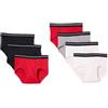 Amazon Essentials Slip in Cotone Traspirante Senza Etichette Uomo, Confezione da 7, Bianco/Grigio/Rosso, L