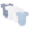 BABIDU | Set 4 Body Neonato Manica Corta Apertura Spalla - 100% Cotone, Morbidi e Traspiranti - Unisex Bambino e Bambina, Facile da Indossare, Made in Europe