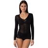 Lovable Maglia Manica Lunga Scollo a V Profondo e Finiture Invisibili | Modal e Cashmere Elasticizzato |Traspirante e Morbida | Maglieria Donna, Nero, S