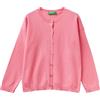 United Colors of Benetton Maglia Coreana M/L 1194G5007 Maglione Cardigan, Rosa 38E, 82 Bambina