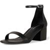 Amazon Essentials Sandali con Tacco e Due Cinturini Donna, Nero Finta Pelle, 37.5 EU