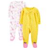 Simple Joys by Carter's Cotton Sleep And Play, Pack of 2 Dormienti per Neonati e Bambini Piccoli, Bianco Giraffe/Giallo Strawberries, Prematuro (Pacco da 2) Bimba