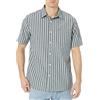 Amazon Essentials Camicia a Maniche Corte in Popeline Elasticizzato (Disponibile in Taglie Extra Forti) Uomo, Carbone Puntinato Verde Salvia Righe Doppie, M
