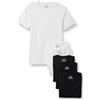Amazon Essentials Maglietta Intima con Scollo A V, Traspirante, in Cotone Uomo, Pacco da 6, Nero/Bianco, S