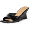Amazon Essentials Sandali da donna con zeppa, ecopelle nera, 36