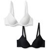 Amazon Essentials Reggiseno con Scollo Rotondo e Ferretto Foderato in Microfibra Donna, Pacco da 2, Bianco/Nero, 1E