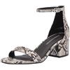 Amazon Essentials Sandali con Tacco e Due Cinturini Donna, Nero Bianco Ecopelle Di Serpente, 38 EU Larga