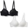 Amazon Essentials Reggiseno Push-up con Ferretto, Imbottito, in Pizzo Elasticizzato Donna, Confezione da 2, Nero/Bianco, 1C