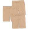 Amazon Essentials Bermuda Senza Pence in Tessuto Uniforme (Resistenti alle Pieghe) Bambini e Ragazzi, Confezione da 3, Marrone Chiaro Kaki, 9-10 Anni