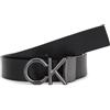 Calvin Klein Uomo Cintura Ck Metal Bombe PB 3.5 cm Cintura in Pelle, Nero (Ck Black/Dk Brown), 115 cm