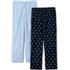 Amazon Essentials Pantaloni Pigiama Lunghi in Popeline di Cotone Elasticizzato Uomo, Confezione da 2, Anatre/Blu Chiaro, S