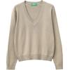 United Colors of Benetton Maglia Scollo V M/L 1C19D403N Maglione, Beige, XL Donna