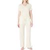 Amazon Essentials Set Pigiama da Donna in Morbido Misto Cotone, con Maglietta a Maniche Corte e Pantaloni, Avorio, S