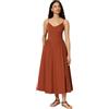 Amazon Essentials Abito Longuette da Donna Fit & Flare in Popeline di Cotone, con Spalline Sottili, Rosso Mattone, XXL