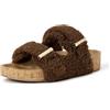 Amazon Essentials Sandali a Fascia in Shearling Sintetico con Suola in Sughero Donna, Marrone, 40 EU
