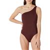 Amazon Essentials Costume da Bagno Intero Monospalla Donna, Marrone Intenso, 48