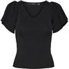 Vero Moda Vmsasie HR Pantaloni Larghi Noos Polo a Maniche Lunghe, Nero, M Donna