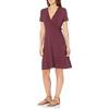 Amazon Essentials Abito Avvolgente a Maniche Corte Donna, Bordeaux, S