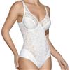 Selene, Body Donna in Pizzo Effetto Trasparente, con Ferretto e Motivo Floreale, Senza Imbottitura, Collezione Graziella, Colore Avorio, Coppa 7 C