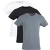 Gildan Cotton Stretch T-Shirts, Multipack Intimo, Bianco/Nero Fuliggina/Grigio Flanella (Set di 3), M (Pacco da 3) Uomo