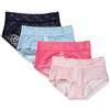 Amazon Essentials Biancheria intima hipster da donna, comoda, in pizzo, elasticizzata, confezione da 4, blu/rosa, M