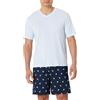 Amazon Essentials Pigiama Corto in Popeline di Cotone Uomo, Anatre/Blu Chiaro, M