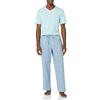 Amazon Essentials Set Pigiama con Pantaloni in Popeline di Cotone Elasticizzato e T-Shirt in Jersey di Cotone Uomo, Blu Chiaro Stampa Disegni Geometrici, 3XL