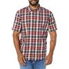 Amazon Essentials Camicia a Maniche Corte in Popeline Elasticizzato (Disponibile in Taglie Extra Forti) Uomo, Blu Marino Rosso Bianco Motivo Scozzese, L
