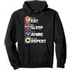 Anime Manga Kawaii Regalo Giapponesi Manga Kawaiano Giapponese - Cute Eat Sleep Anime Repeat Felpa con Cappuccio, Unisex per Adulti, Nero, M