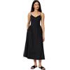 Amazon Essentials Abito Midi Fit & Flare in Popeline di Cotone con Spalline Sottili Donna, Nero, XL