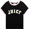 Juicy Couture Collegiate Figubetontes T Shirt Top Oberteil mit Applikationen Versch. Farben, Nero, M Donna