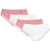 Amazon Essentials Intimo Hipster in Cotone e Pizzo Donna, Pacco da 4, Bianco Brillante/Malva/Rosa Pallido, 42
