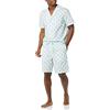 Amazon Essentials Set Pigiama Corto con Collo a Risvolto in Popeline di Cotone Elasticizzato Uomo, Blu Chiaro Bianco Ananas, 3XL