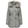 ONLY Parka lungo da donna, con bordo in pelliccia sintetica rimovibile, polsini a costine, ombra, S