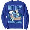 Disney Lilo & Stitch Not Lazy Energy Saving Felpa, Unisex per adulti, Blu Reale, M