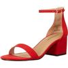 Amazon Essentials Sandali con Tacco e Due Cinturini Donna, Rosso Papavero Brillante, 42.5 EU Larga