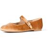 Amazon Essentials Ballerine Mary Jane Donna, Arancio Albicocca Velluto, 44.5 EU