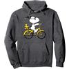 Peanuts Bicicletta da Equitazione Snoopy & Woodstock Felpa con Cappuccio, Unisex per Adulti, Grigio Scuro, M