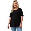 Ulla Popken Shirtzshop - Maglietta da Donna, Linea A, Scollo a V, Colore Nero