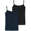 Schiesser 2 Pack Spaghetti Top Maglietta Intima da Donna in Cotone Biologico - 95/5 Organic, Nero_174388, 44