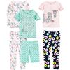 Simple Joys by Carter's 6-Piece Snug Fit Cotton Pajama Set Pigiama, Bianco Zebra/Blu Marino Ciambelle/Rosa Elefante/Verde Pois, 18 Mesi (Pacco da 3) Bimba