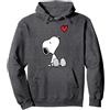 Peanuts Cuore Seduto Snoopy Felpa con Cappuccio, Unisex per Adulti, Grigio Scuro, M