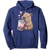 Cute Capybara Drink Bubble Boba Tea Kawaii Capybara Bere Bubble Tea Amante Ragazze Bambini Felpa con Cappuccio, Unisex per Adulti, Navy, S